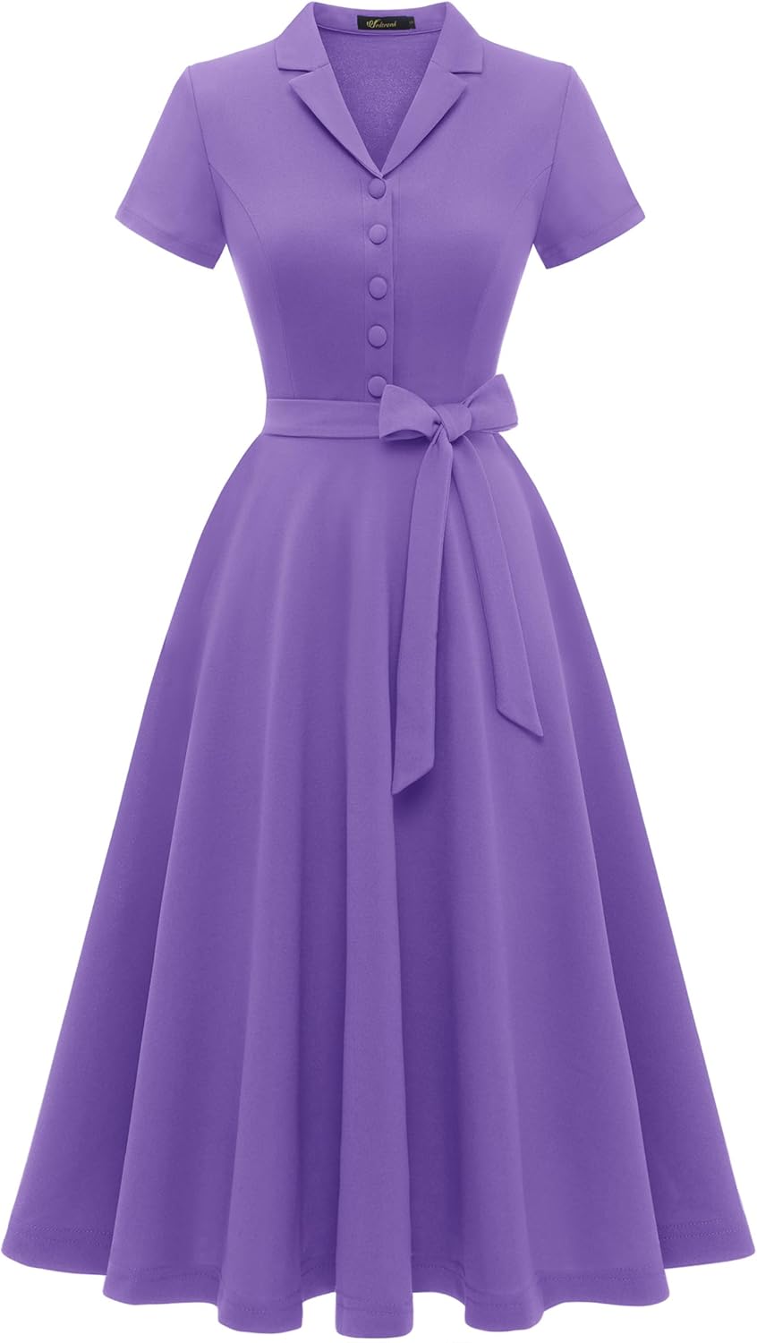 Vintage Tea Dress for Women - Short Sleeve Cocktail Style