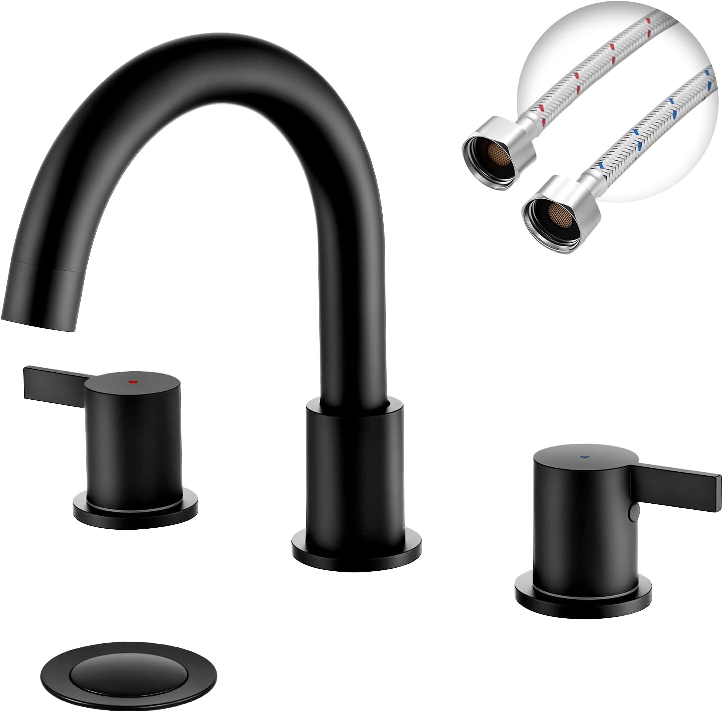 Two Handle 8in Widespread Bathroom Faucet with Pop-Up Drain