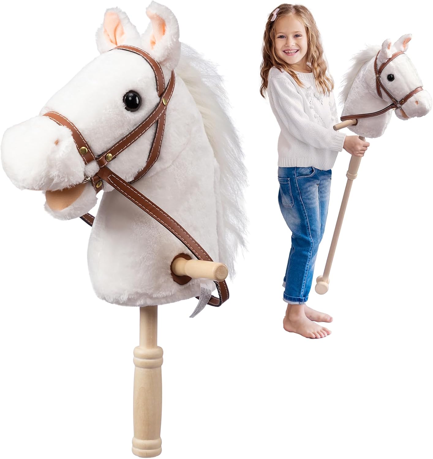 HollyHOME Stick Horse Plush with Realistic Sounds for Kids