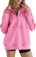 Women's Half Zip Sweatshirt Fleece Stand Collar Oversized Pullover 1/2