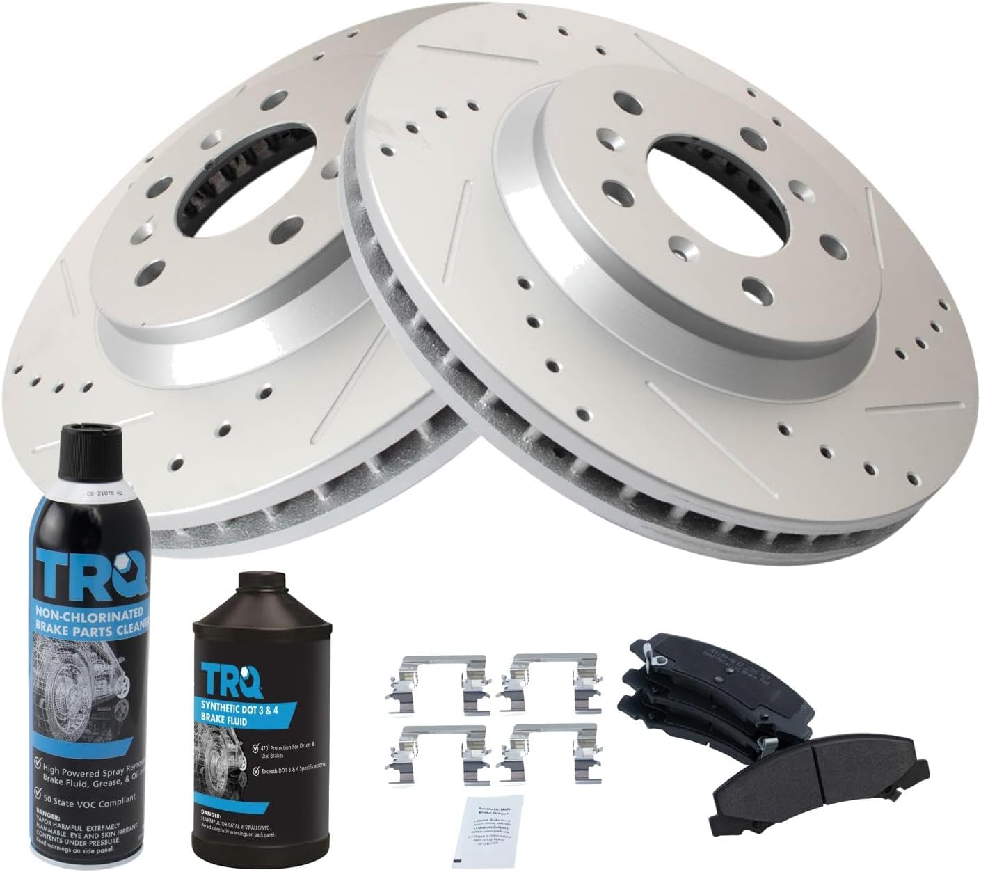 TRQ Front Brake Pad & Rotor Kit for 06-13 Impala & More