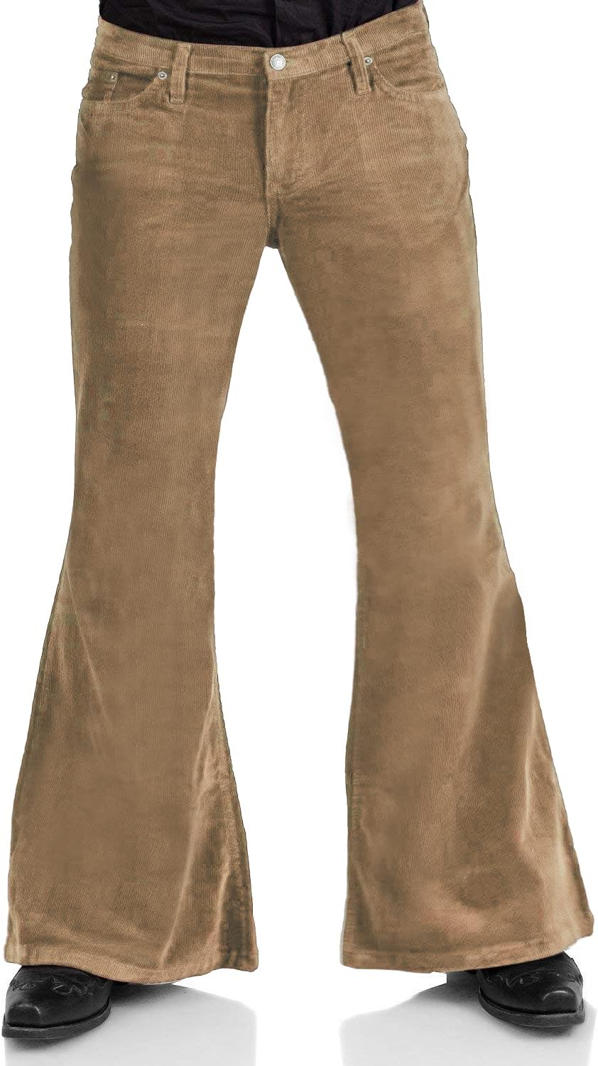 Men's Vintage Corduroy Bell Bottom Pants for 60s 70s Style