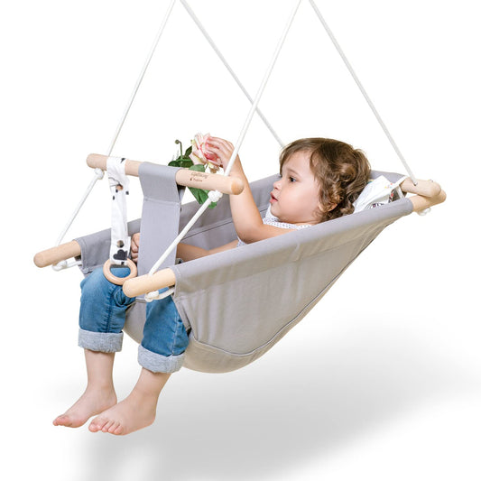 Baby Swing for Infants to Toddlers, Indoor Outdoor Wooden Seat