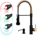 GIMILI Black and Gold Kitchen Faucet with LED Light - Pull Down