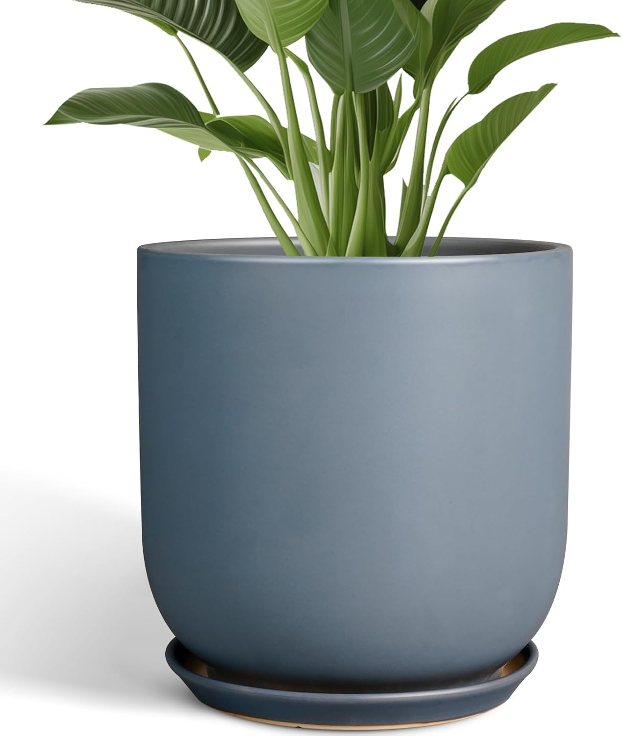 12 Inch Ceramic Planter for Indoor Outdoor Plants with Saucer