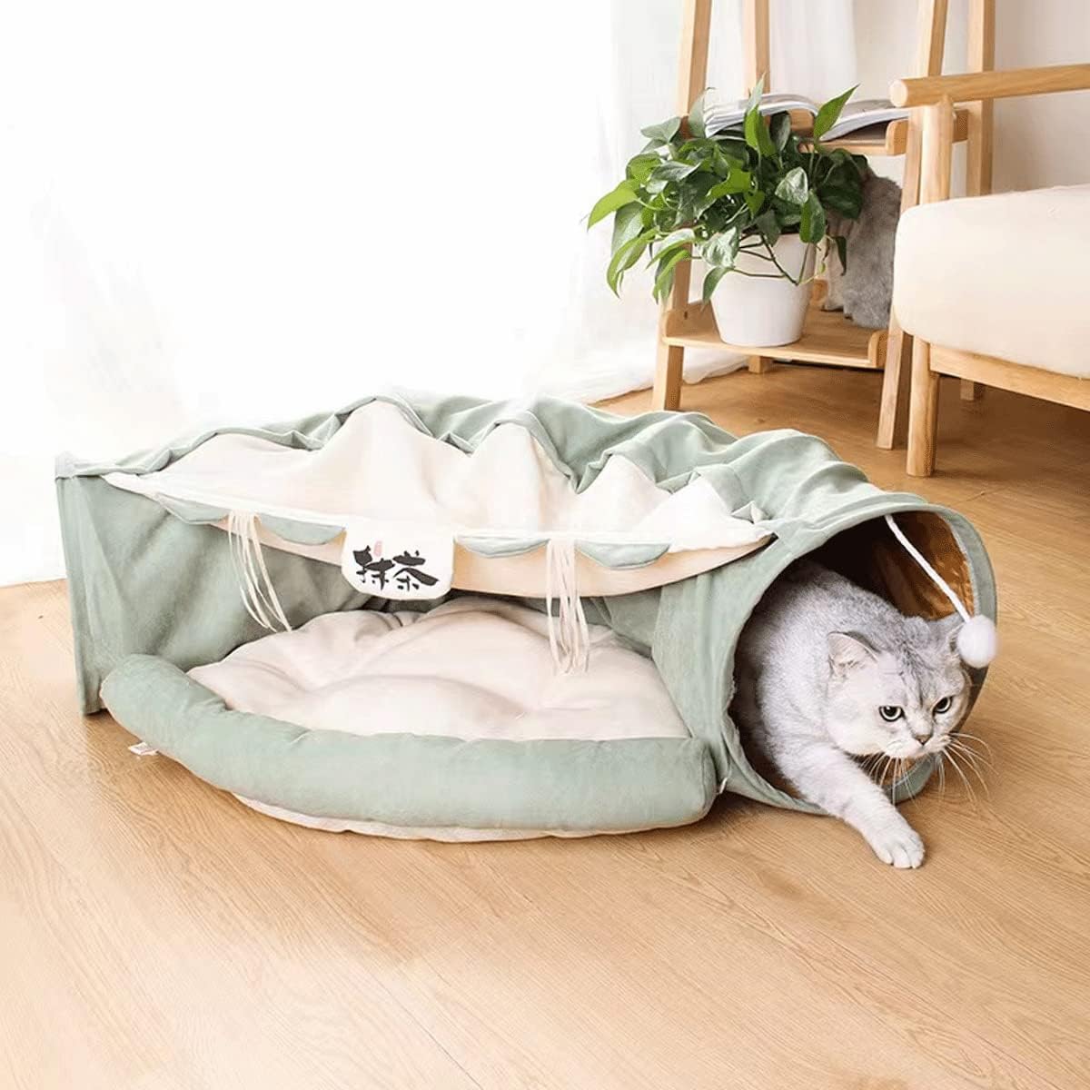 Multifunctional Cat Rabbit Tunnel Bed Nest for Indoor Play