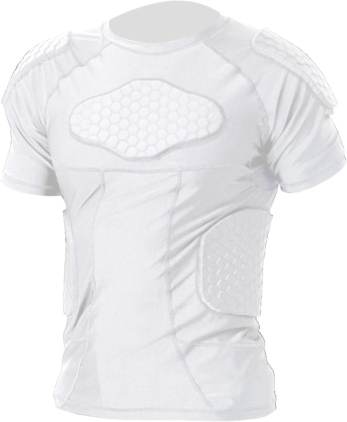 Mens Padded Compression Shirt with Rib Protectors for Sports