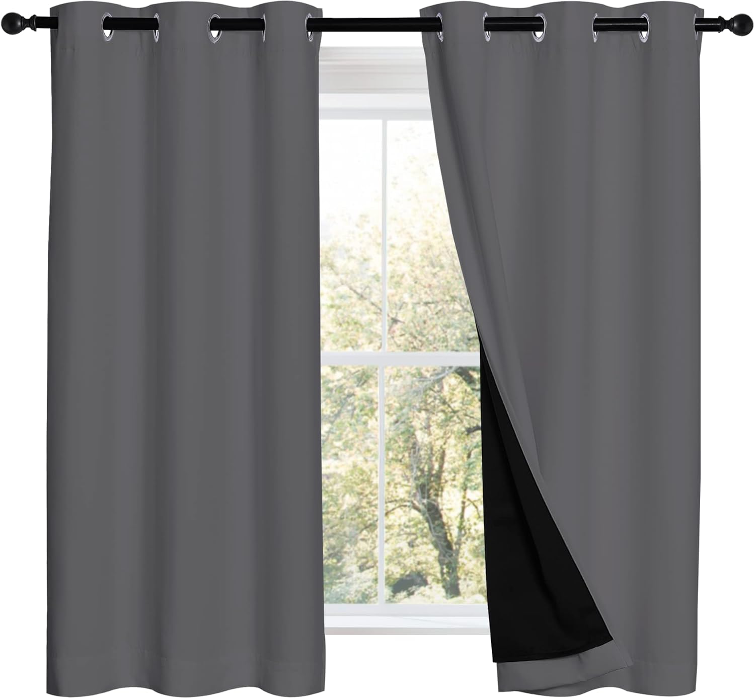 NICETOWN Grey 100% Blackout Curtains for Total Light Control