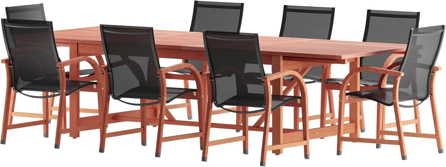 Brampton Eucalyptus 9-pc Patio Dining Set for Elegant Outdoors
