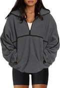Womens Half Zip Pullover Sherpa Fleece Jacket - Cozy Oversized Fit