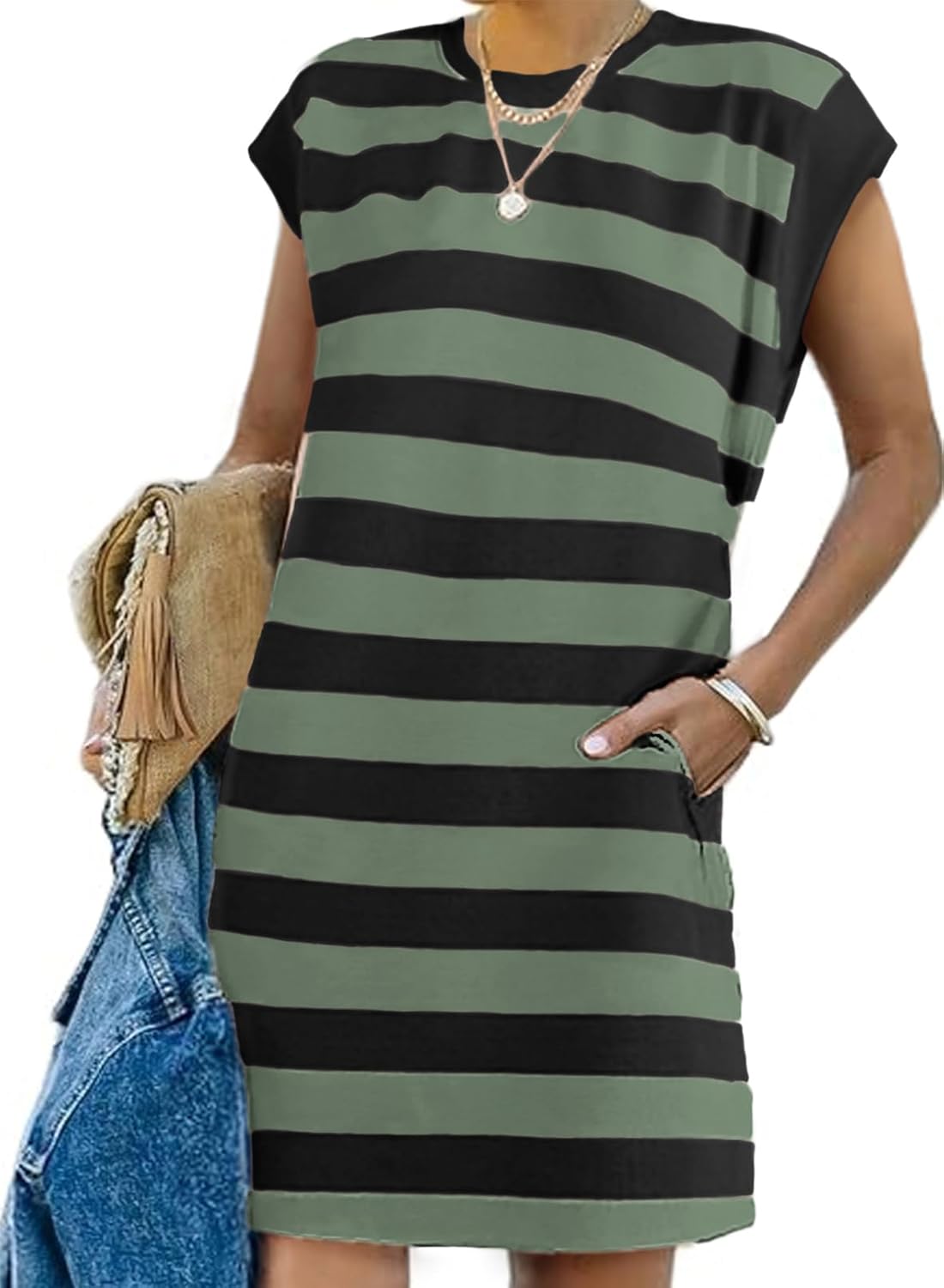 AlvaQ Womens Striped Summer Dresses with Pockets for 2025