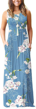 AUSELILY Women's Summer Sleeveless Loose Maxi Dress - Soft, Pocketed