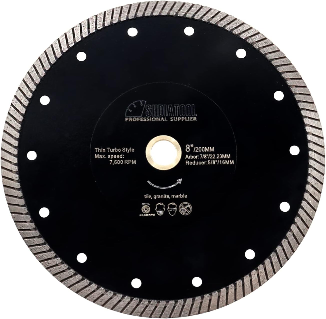 SHDIATOOL 8 Inch Diamond Turbo Blade for Porcelain and Granite