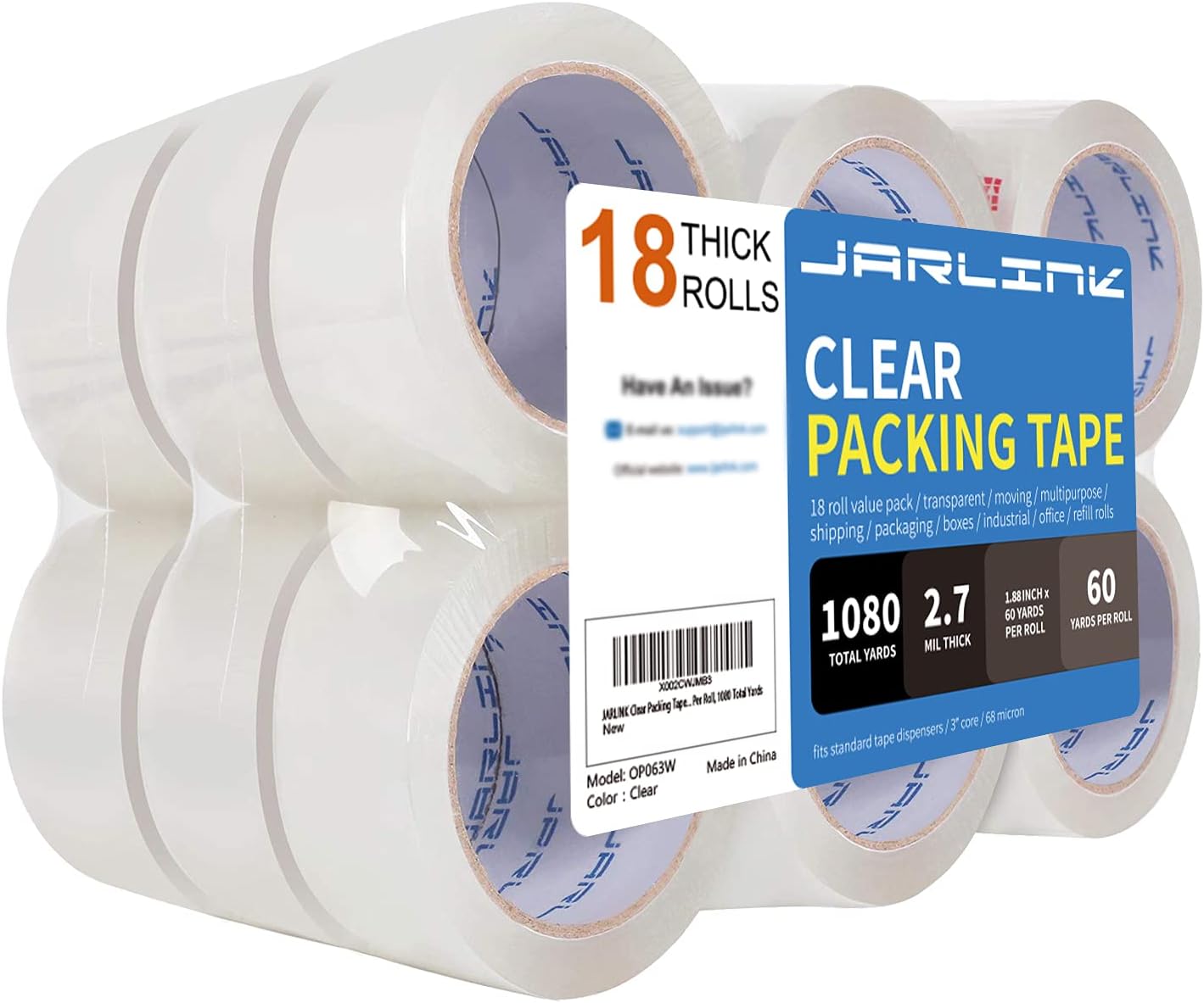 JARLINK Clear Packing Tape for Heavy Duty Shipping and Moving