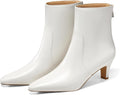 Womens Low Kitten Heel Short Boots - Square Pointed Toe Ankle