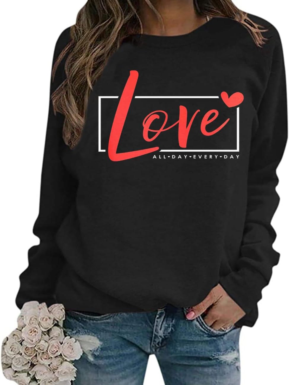FCHICH Retro Love Heart Sweatshirt