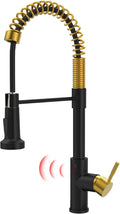 Black and Gold Touchless Kitchen Faucet with Pull Down Sprayer