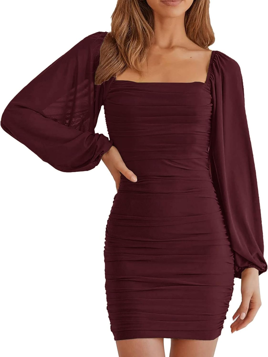 Elegant Mesh Cocktail Dresses for Women with Long Sleeves