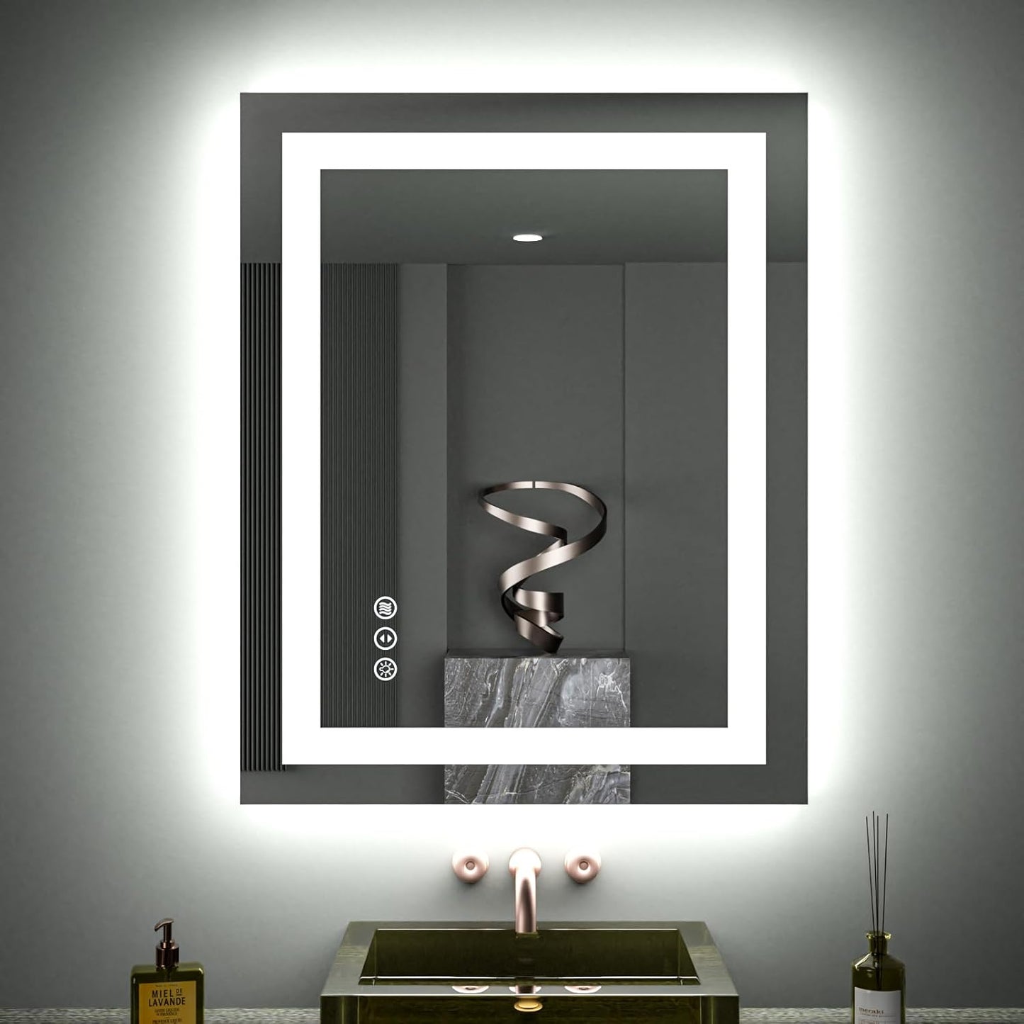 28X32 LED Bathroom Mirror with Lights and Anti-Fog Feature