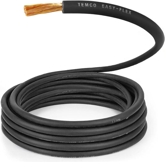 TEMCo 4 Gauge AWG 200 Ft Black Flexible Copper Welding Cable