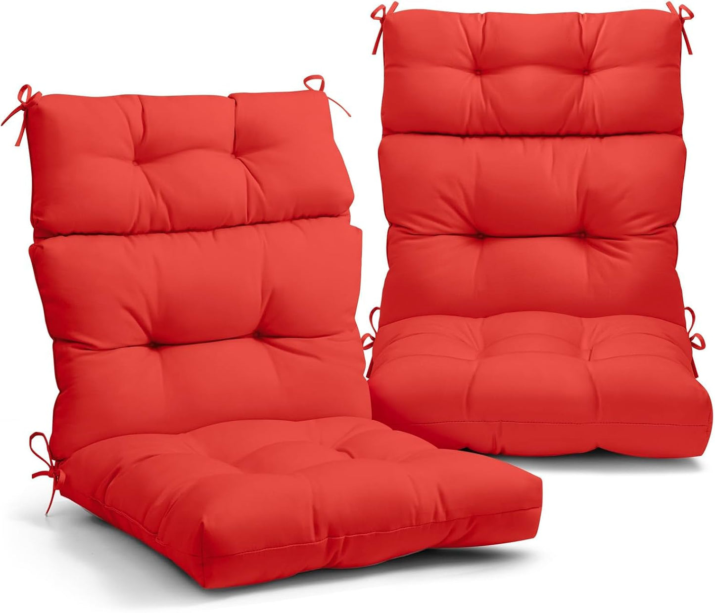 EAGLE PEAK High Back Patio Chair Cushions Set of 2, Bright Red