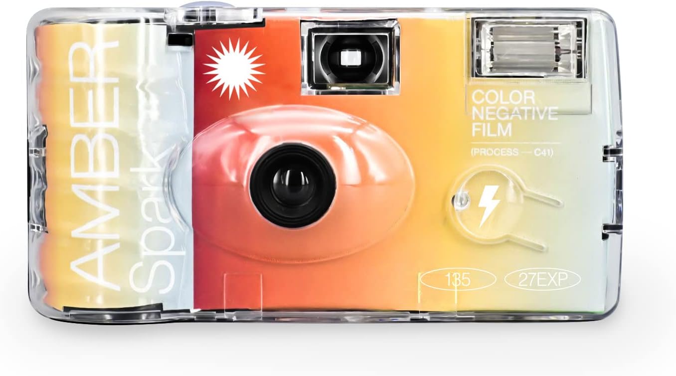 Retro Vibe: Amber Spark Flash Film Camera