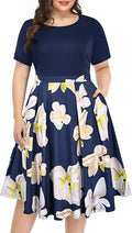 Pinup Fashion Women's Plus Size Midi Dress - Summer Swing with Pockets