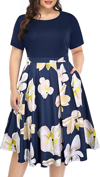 Pinup Fashion Women's Plus Size Midi Dresses for Summer Fun