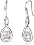 FANCIME Dangle Drop Earrings 925 Sterling Silver Infinity Pearl - Gift
