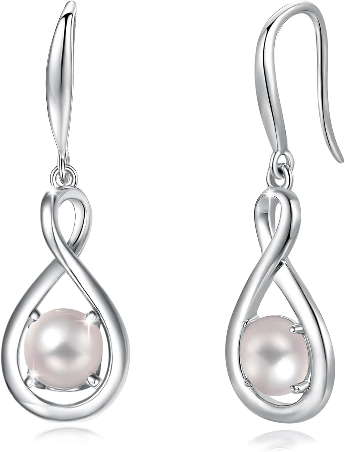 Dangle Drop Earrings in 925 Sterling Silver with Birthstone