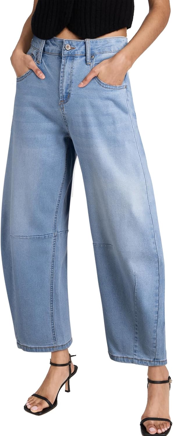 Sidefeel Women's Barrel Jeans Wide Leg Vintage Y2K Baggy Fit