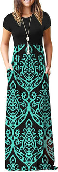 Women's Short Sleeve Loose Plain Long Maxi Dress - Soft Jersey Comfort