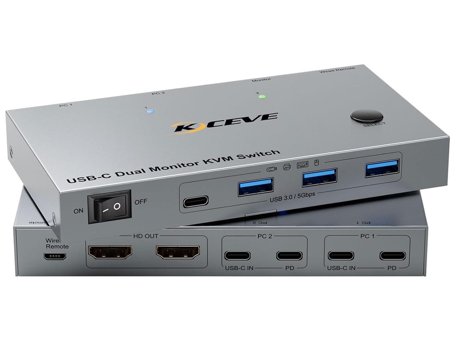 KVM Switch 2 Monitors 2 Laptops USB C for Seamless Control