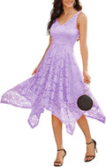Women's Lace Cocktail Party Dress Handkerchief Hem - Flattering Fit