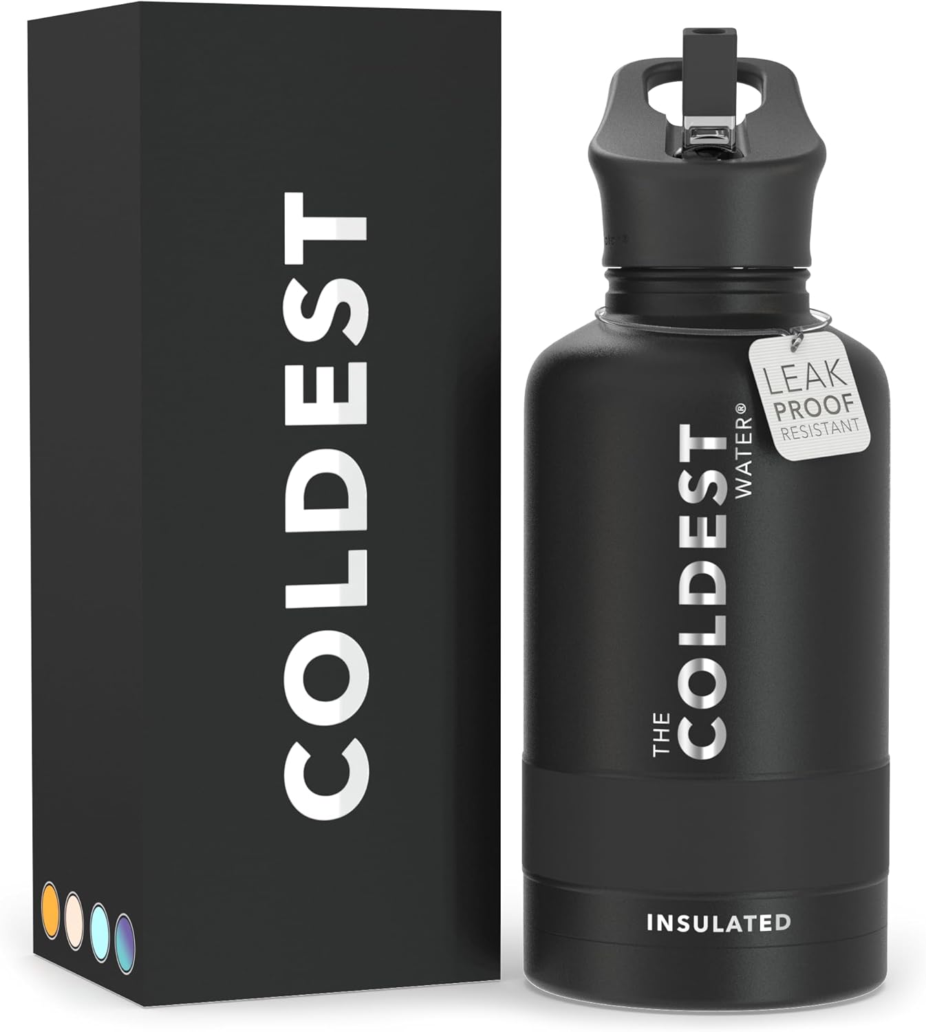 Coldest Insulated Water Bottle with Straw Lid - 64 oz Steel
