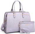 Women Vegan Leather Tote Satchel 2pc Set - 3 Compartment Organizer