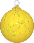 Handmade Blown Glass Ornament - Yellow Solar Flare