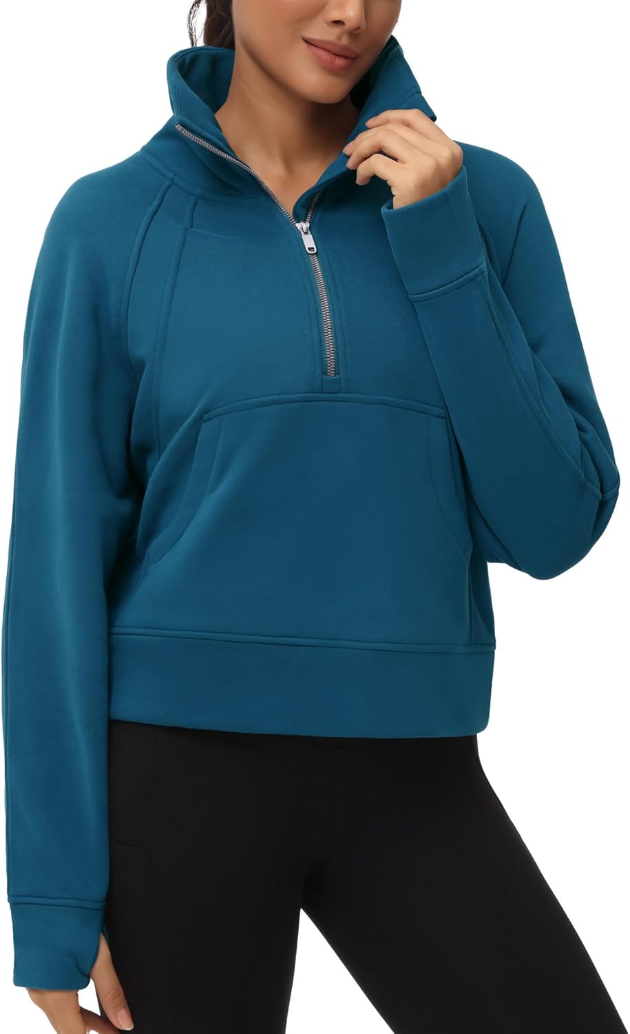 Womens' Half Zip Pullover Fleece Sweatshirt with Pockets