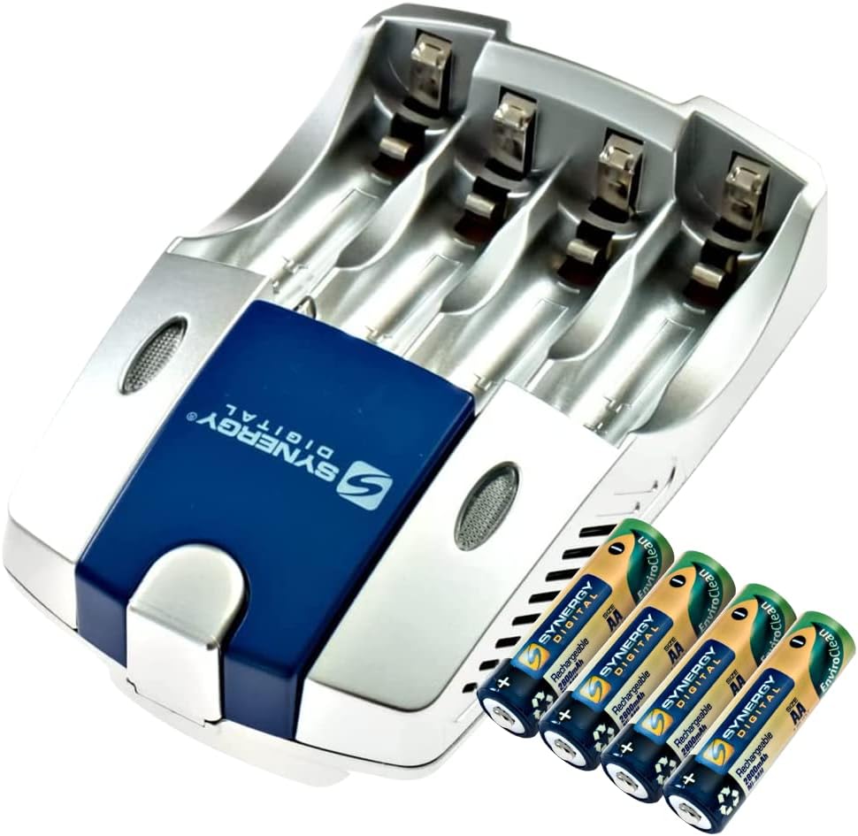 Synergy Digital Battery Charger for Nikon B500, Includes 4 AA Ni-MH Batteries