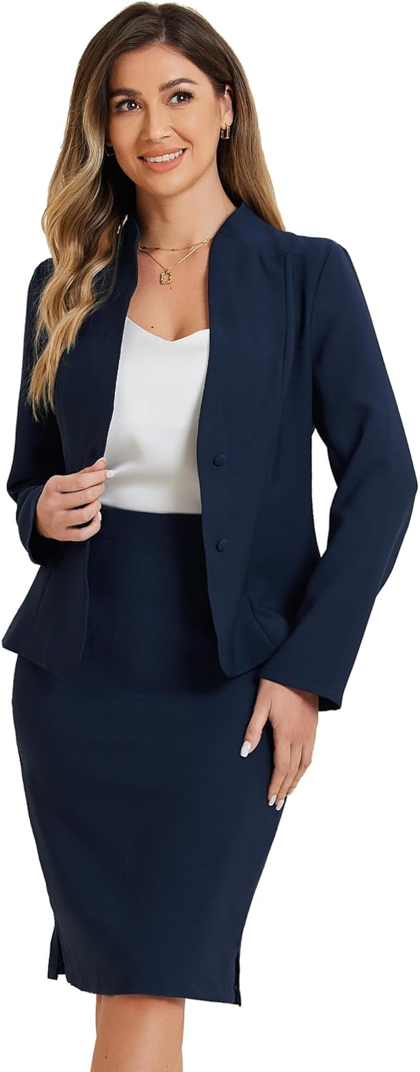 Allegra K Women's Business Office Skirt Set for Career Style