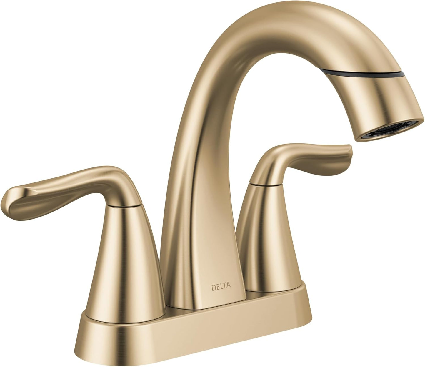 Delta Arvo Brushed Gold Bathroom Faucet with Pull Down Sprayer