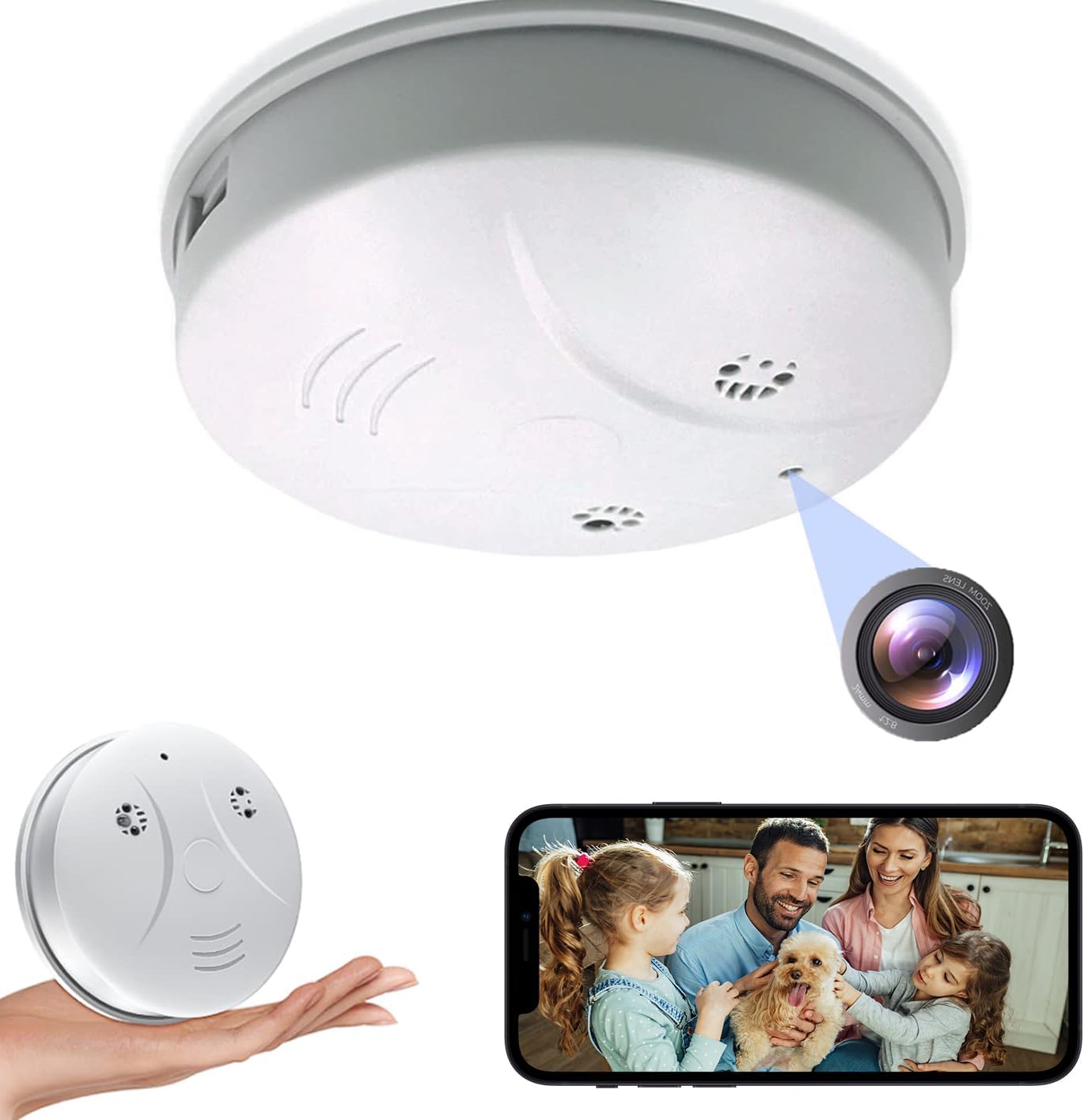 1080P WiFi Smoke Detector Spy Cam - Home Security