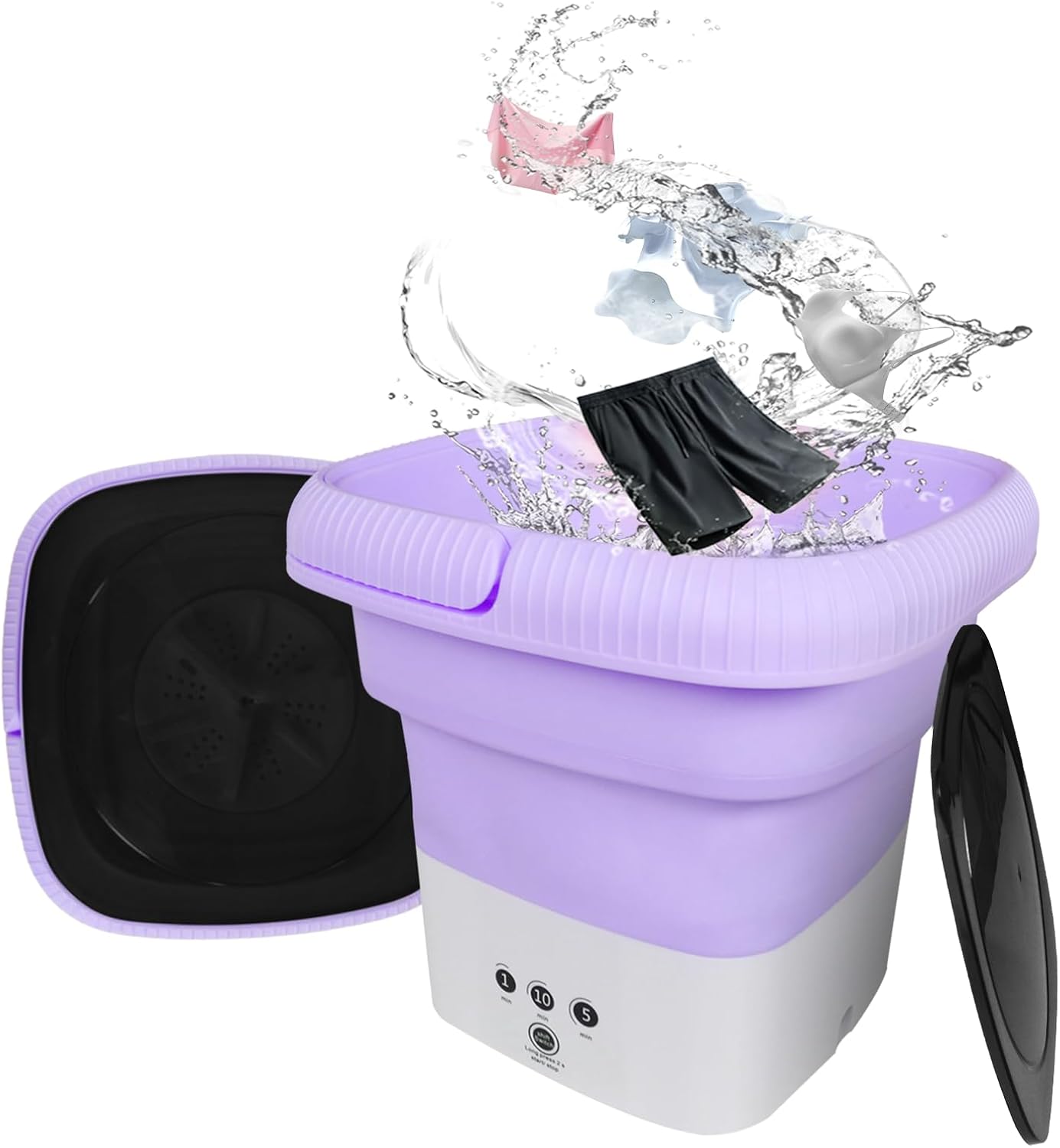 Compact Portable Mini Washer for Delicates, 3 Modes, 6.5L Capacity - Purple