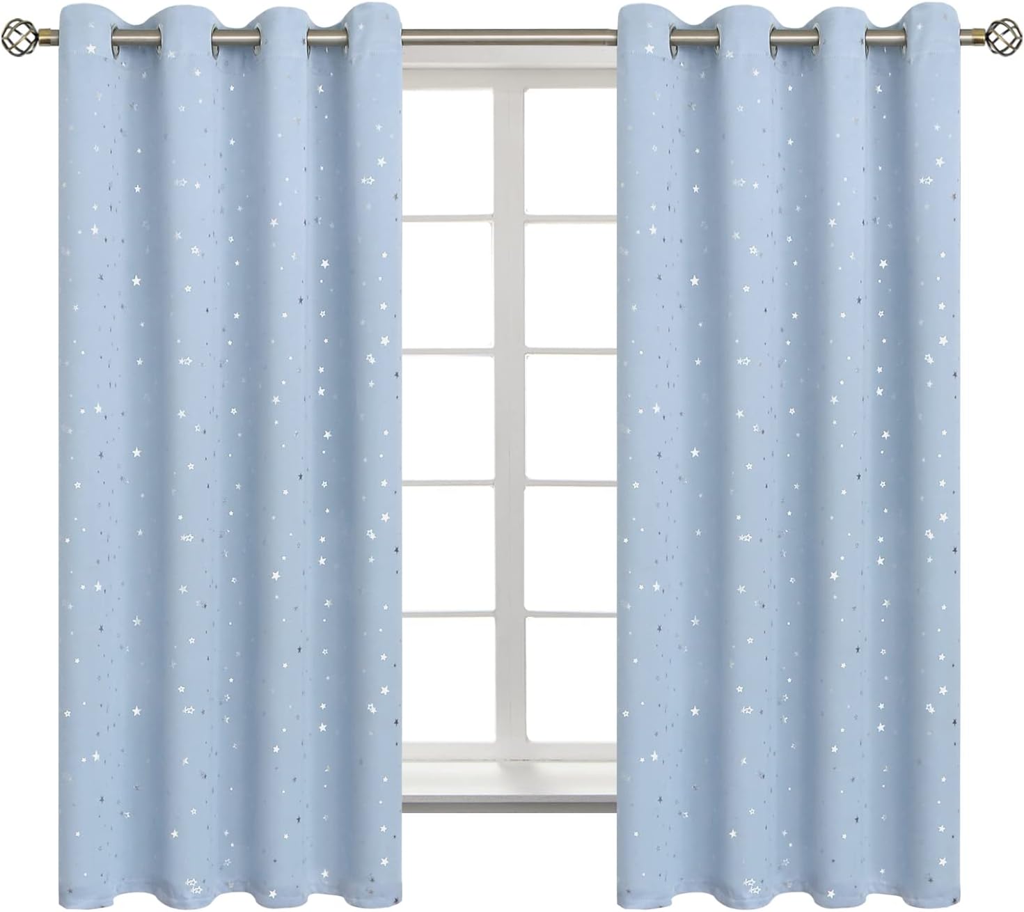BGment Star Room Darkening Curtains for Kids Bedroom, 52 x 63 in