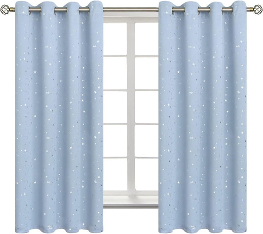 BGment Star Room Darkening Curtains for Kids Bedroom, 52 x 63 in