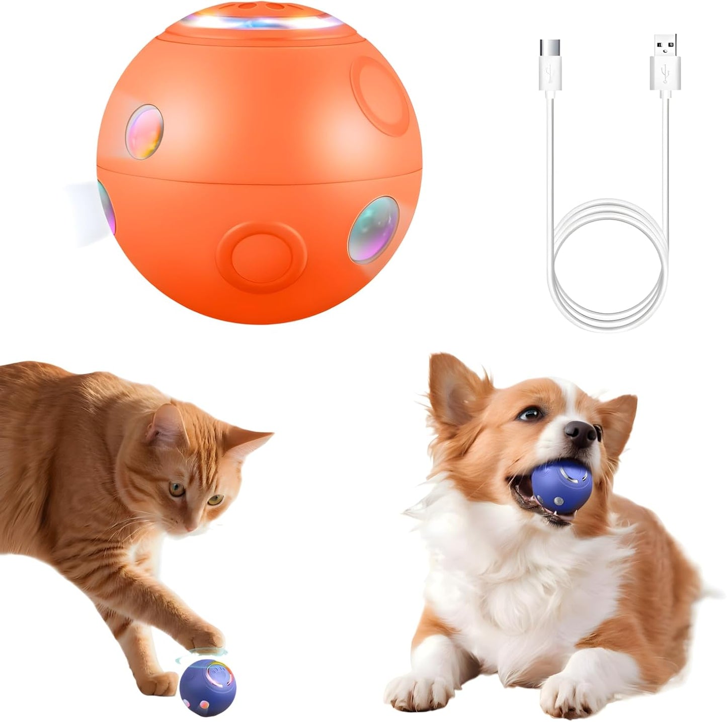 Interactive Smart Pet Toy for Cats & Dogs (Orange)