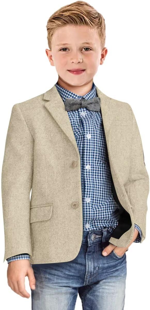 Boys Blazer Retro Herringbone Sport Coat for Weddings and More