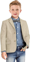 Boys Blazer Retro Herringbone Sport Coat - Classic Tweed Jacket