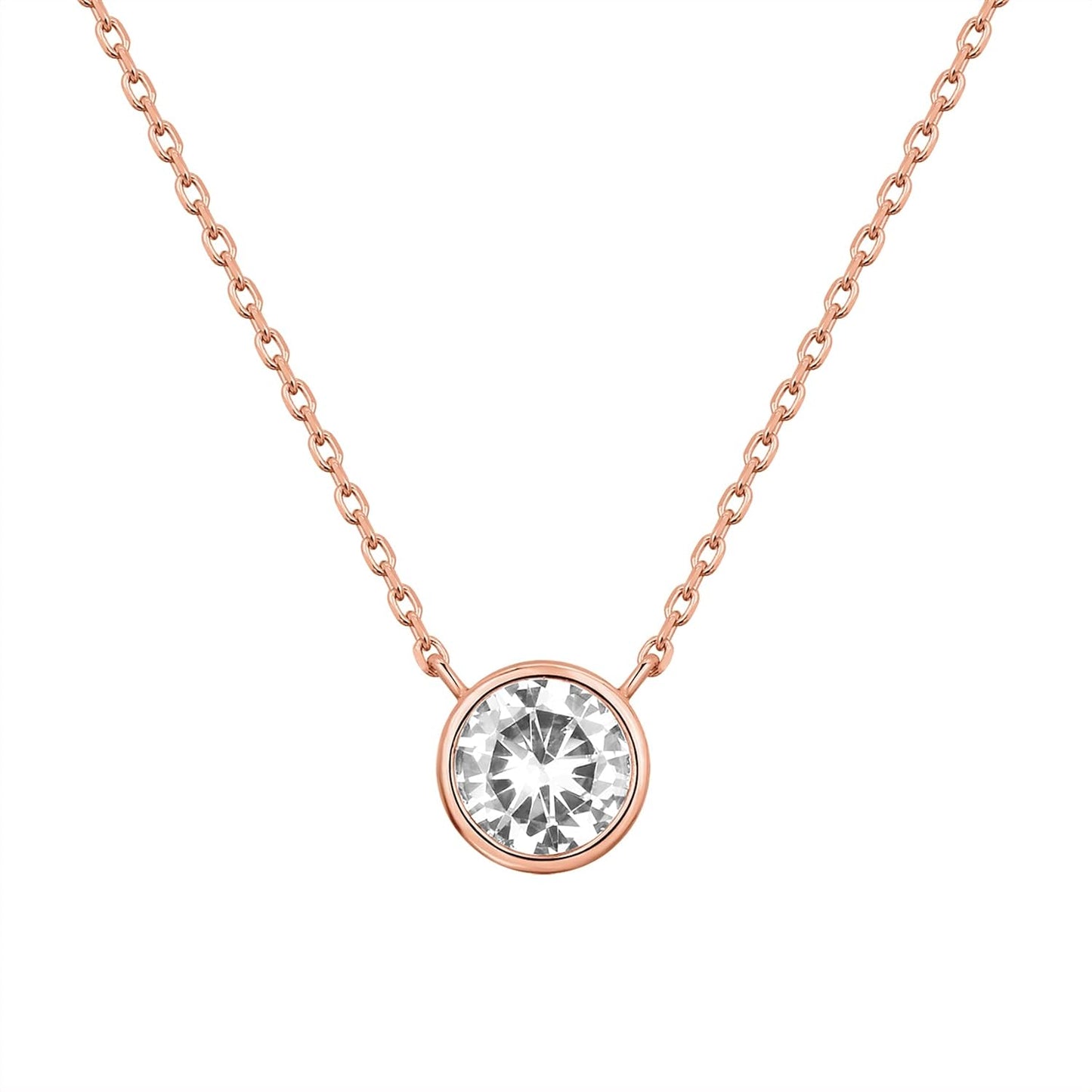 PAVOI 14K Gold Plated Circle CZ Solitaire Necklace for Women