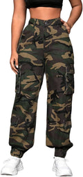 Women's Cargo Jogger Camo Pants with Pockets - High Waist Slim Fit
